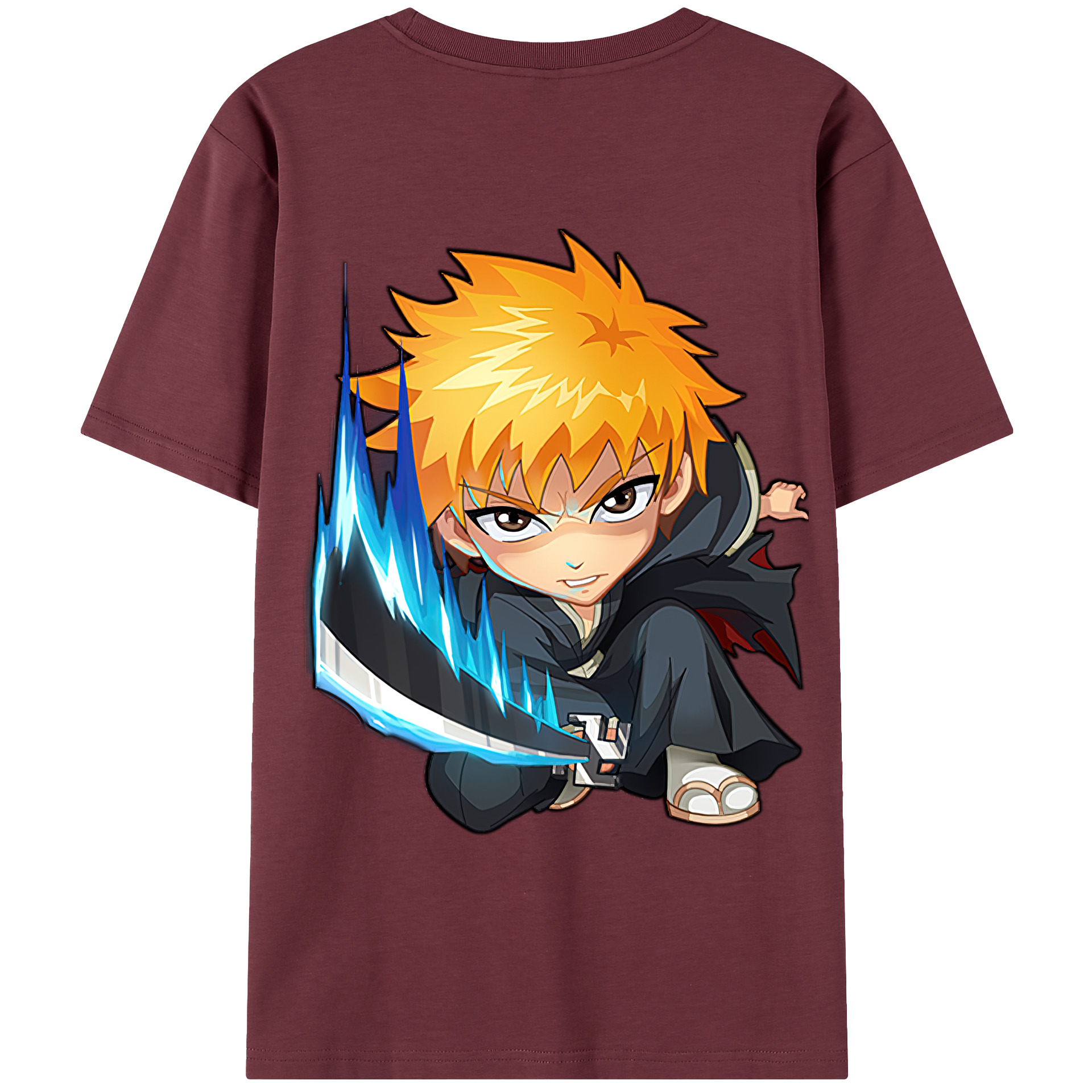 （画像用） ブリーチ 黒崎一護（くろさき いちご）BLEACH Kurosaki Ichigo 綿100％半袖Tシャツ（背面プリント）